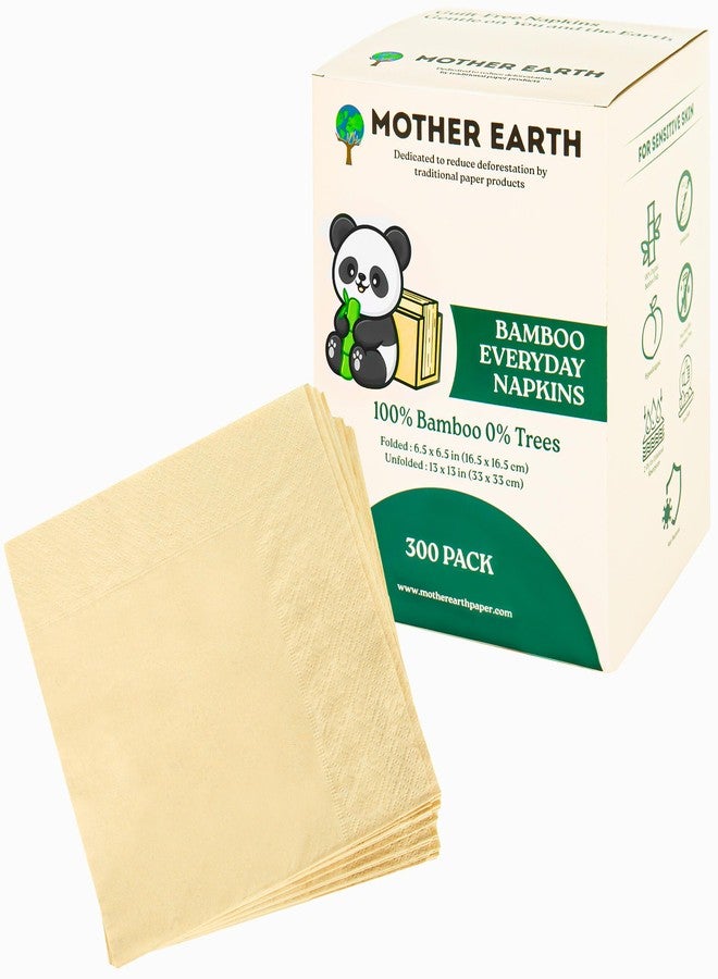 MOTHER EARTH Bamboo Everyday Napkins - 2 Ply, 300 Pack | Soft & Absorbent | Disposable Kitchen Napkins - Image 1